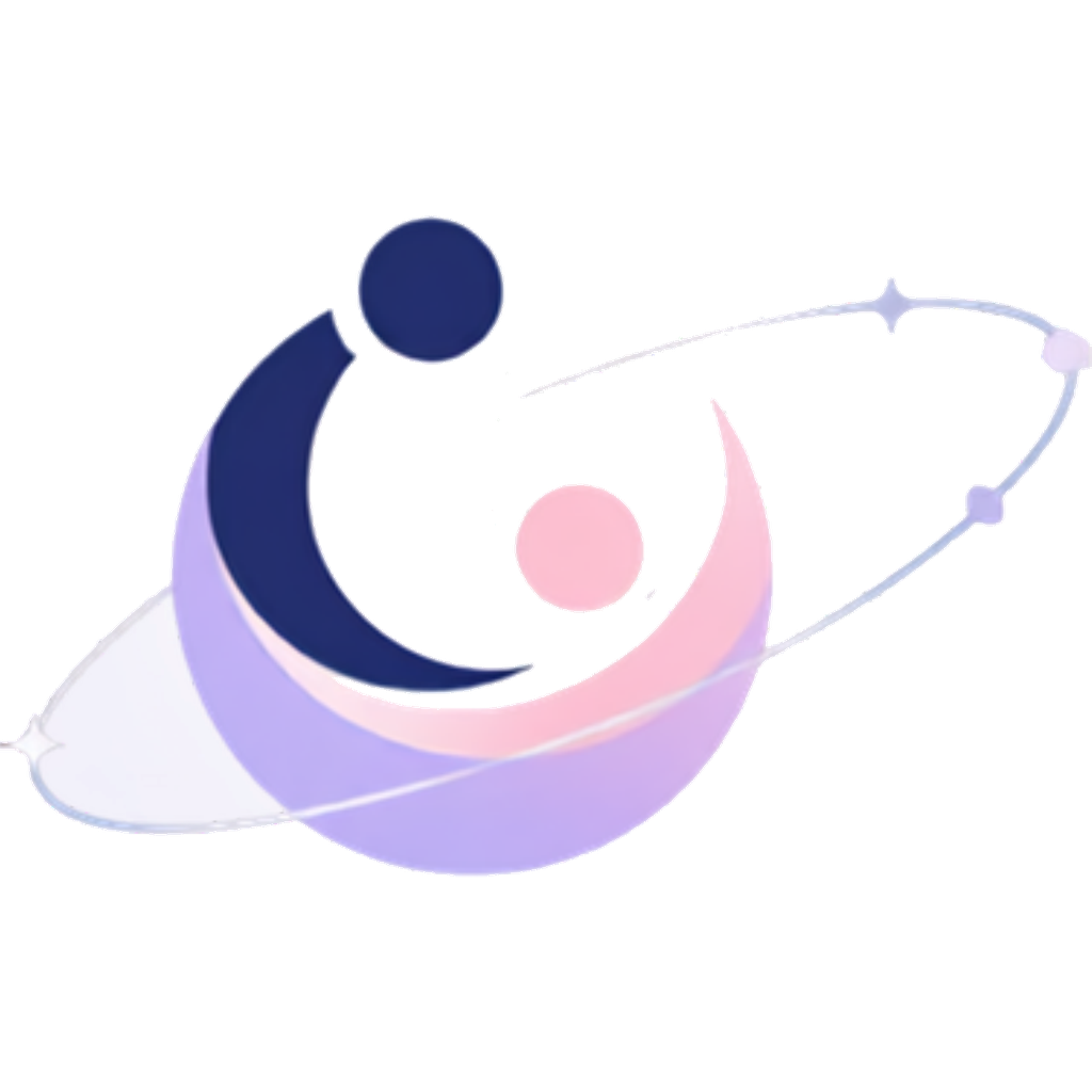 The mothershipped mark: a crescent cradling a small circle, encircled by an orbital ring
